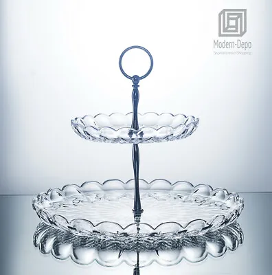 Crystal Cake Stand 2-Tier Wedding Party Cupcake Dessert Snack Display Tower • $19.99