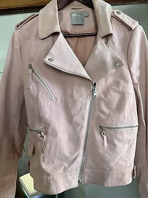 $45 • Buy Leather Jacket 14 ASOS Baby Pink Suede Biker
