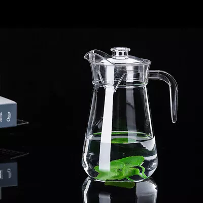 Cabilock 1L Clear Plastic Water Jug With Lid For Beverages And Iced Tea-LH • £12.99