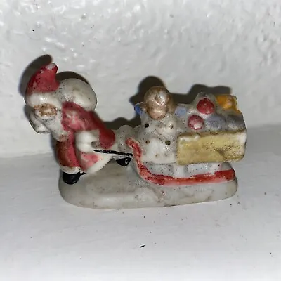 Antique German Bisque Figural Snowbabies Santa Child Sled CHOICE • $65