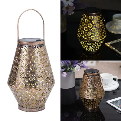 £9.95 • Buy Solar Powered LED Moroccan Hanging Lantern Hollow Outdoor Light Garden Yard Lamp