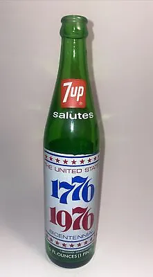 7Up Salutes Commemorative 1776 1976 Bicentennial Liberty Bell Green Glass Bottle • $4.50