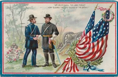 Antique 1910 Tucks Postcard Civil War Tribute Decoration Day Series No. 158 • $8.95