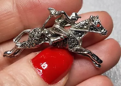 Vintage Marcasite Jockey & Race Horse Brooch!  • £19.95