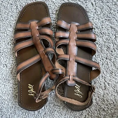 J Jill Women’s Brown Leather Strappy Low Heel Open Toe Greek Sandal Size 9M NEW • $15