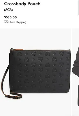 Klara Monogram Leather Crossbody Pouch MCM Black • $220