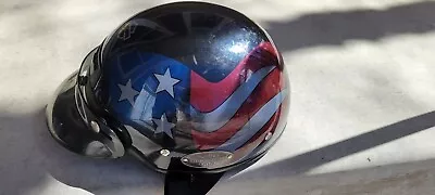 Vtg 2002 Harley Davidson  Americana  Motorcycle Helmet XL American Flag Black • $40