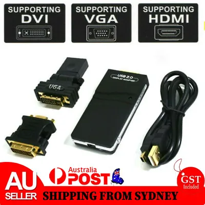$56.78 • Buy USB 2.0 To DVI HDMI VGA Multi Monitor DISPLAY Graphics Adapter Converter