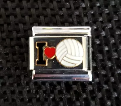 I ❤️ (Love) VOLLEYBALL Italian Uberry Charm Link Stainless Steel Enamel 9mm • $7.95