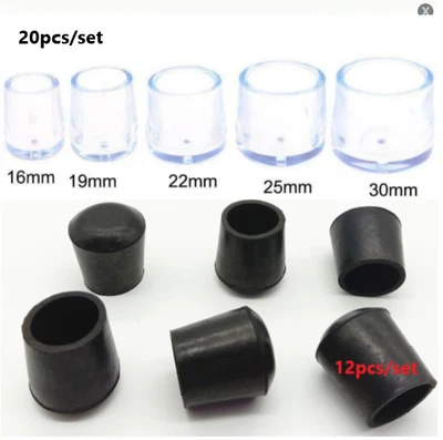 Black/Clear Heavy Duty Rubber Ferrules Chair Stool Table Feet Grip Tip End Caps • £4.99