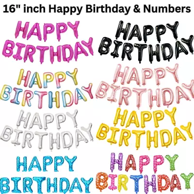 Happy Birthday Foil Balloons Banner Self Inflating Decoration Letters Balloon UK • £1.99