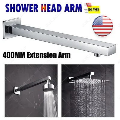 $12.99 • Buy 16inch Stainless Steel Square Rainfall Shower Head Extension Arm Wall Mounted