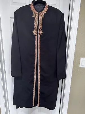 Men's Black 3 Piece Indian Sherwani Suit • $125