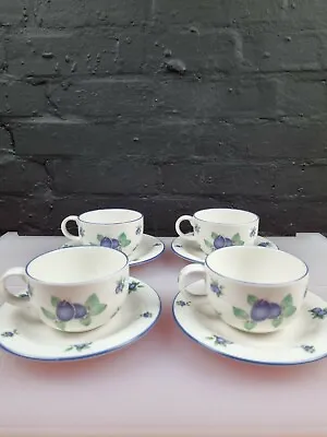 £17.99 • Buy 4 X Royal Doulton Blueberry Tea Cups And Saucers Set