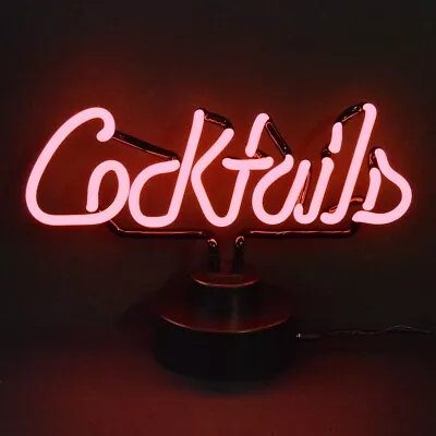 Cocktails Neon Sign Sculpture Table Lamp Light Tiki Bar Martini Hand Blown Glass • $65