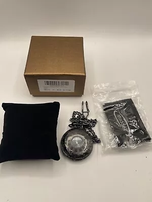 Mudder Black Vintage Style Pocket Watch Brand New With Chain And Black Bag • £9.99