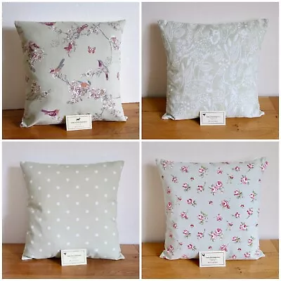 Cushion Cover & Insert - Sage Green Floral Rosebuds Dots Birds Cottage 16 /18  • £6.99