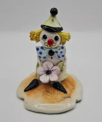 Vintage ZamPiva Porcelain Clown With Flower Figurine • £50