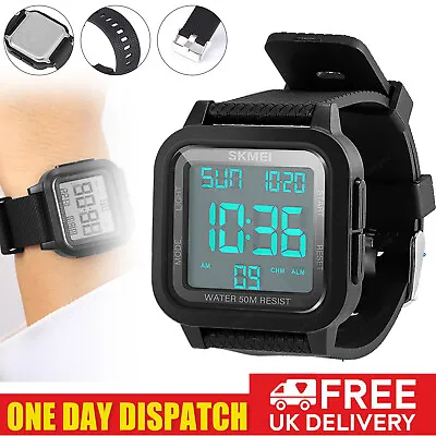 Fashion Men's Sports Watch LED Large Digital Waterproof Multifunction Wristwatch • £8.75