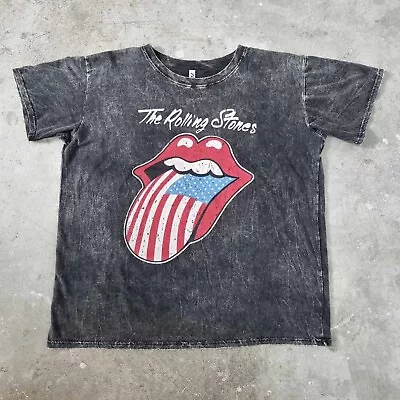 Vintage Rolling Stones Shirt XL Zara Faded Plus Size Rock Band USA Tour Logo • $39