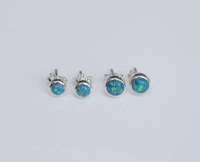 925 Sterling Silver Stud Earrings With Opal Stones  • £11