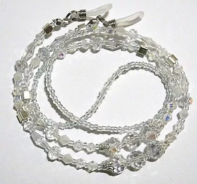 $24.99 • Buy Silver Clear Crystal Sunglasses Glasses Spectacles Eyeglass Holder Cord Chain