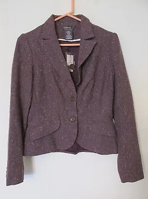 New Women’s George By Mark Eisen Plum Purple Marled Twill Blazer Jacket Size 4 • $24.99