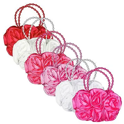 £9.98 • Buy Bridesmaid Or Flower Girls Wedding Communion Satin Bag 3d Flower Dolly Handbag