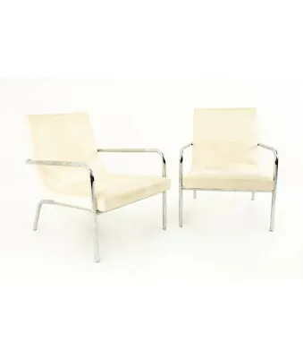 Milo Baughman Style Mid Century Scoop Chair - Pair • $1847
