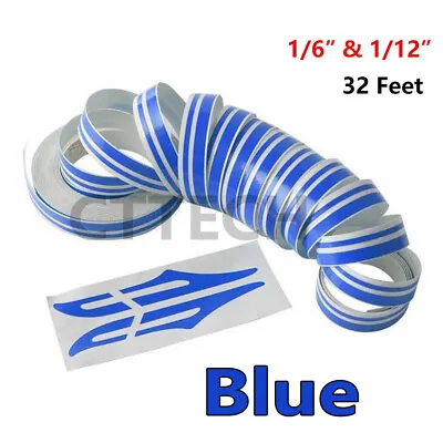 32Feet Vinyl Pinstriping Pin Blue Car Tape Decal Sticker Double Line 1/6  1/12 • $6.40