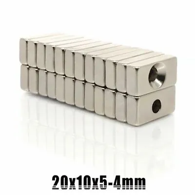 New25pcs Super Strong Block Magnets 20x10x5mm Hole 4mm Rare Earth Neodymium • $15.69