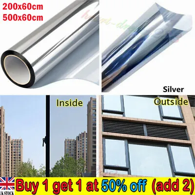 One Way Mirror Window Film UV Reflective Privacy Tint Foil Glass Sticker Home UK • £7.83