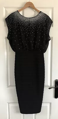 MINT VELVET Gorgeous Black Sequin Chiffon Bandage Layer Dress Size 12 • $68.38