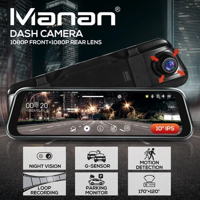 $94.99 • Buy Manan Dash Camera 1080P Front And Rear Smart Car DVR Recorder Night Vision 10 