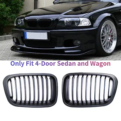 Matte Black Kidney Grille Grill For BMW E46 4Door 320i 323i 325i 328i 330i 98-01 • $26.90