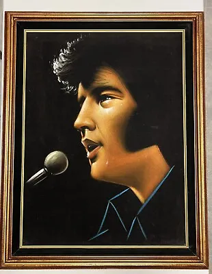 Crying Elvis Presley The King Black Velvet Original Oil Painting • $90