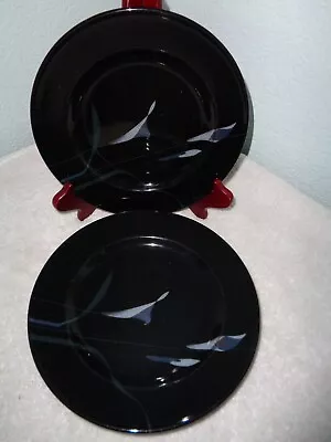 4 MIKASA Galleria Opus Black Calla Lily Dinnerware Salad Plates • $19.99