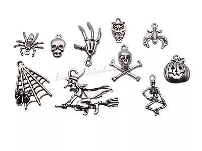 Tibetan Silver Spooky Halloween Theme Charms Jewellery Ghost Pumpkin Charm K178 • £2.99