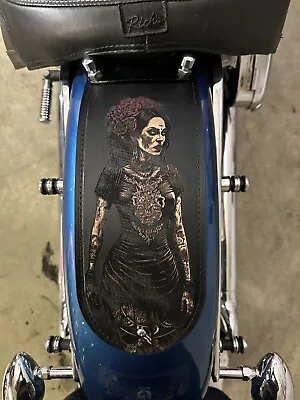 Day Of The Dead Día De Muertos Motorcycle Rear Leather Fender Bib Panel Harley • $99.99