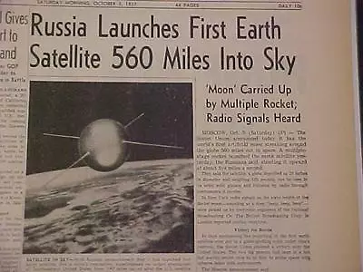 Vintage Newspaper Headline ~russia Launches Space Earth Satellite Sputnik 1957 • $15.95