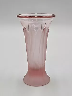 Frosted Pink Viking Glass Vase Vintage Flower 5.5  Tall By 3 X3   • $38