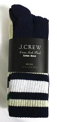 J Crew Socks  Navy Blue  White Beige Two Pairs New One Size • $13.99