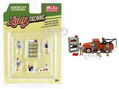 Lady Mechanic Diecast Figures & Accessories 6 Pc Set 1/64 American Diorama 76484 • $11.99