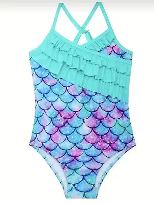 Girls One-Piece Mermaid Swimsuit  New Size 5-6 Yrs.  • $17.99