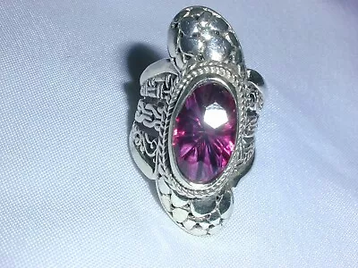 Gorgeous~ Artisans Of Bali- Sarda Sterling  Pink Mystic Quartz Ring- Size 6 1/4! • $89