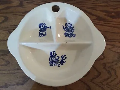 Excello Antique Baby/Childs Warming Plate Blue Bears & Monkey Ceramic 1940's • £14.25