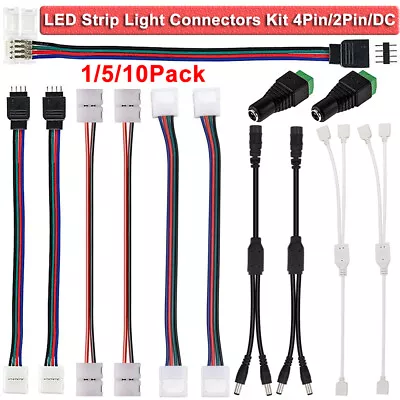 LED Strip Light Connectors Kit For RGB Single 10mm SMD5050 3528 LED Strip Lights • £4.99