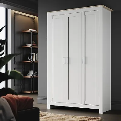 £221.83 • Buy Matt Gloss 3 Door Wardrobe White Storage With Shelves Rail Bedroom Furniture