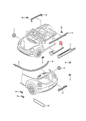 $54.51 • Buy Genuine VW Beetle Cabrio Cabriolet 1Y7 Sill Trim Strip Left 1Y18533713PT