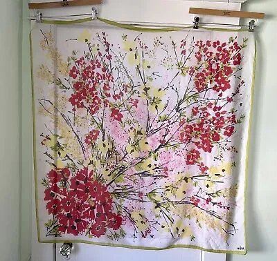 Vera Neumann Vintage Chiffon Scarf 45 X45” Square Floral Cherry Blossom • $18